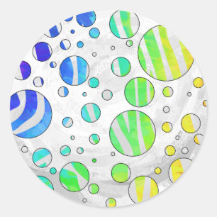 Adesivo Zebra Bolinhas arco-íris e Impressão branca