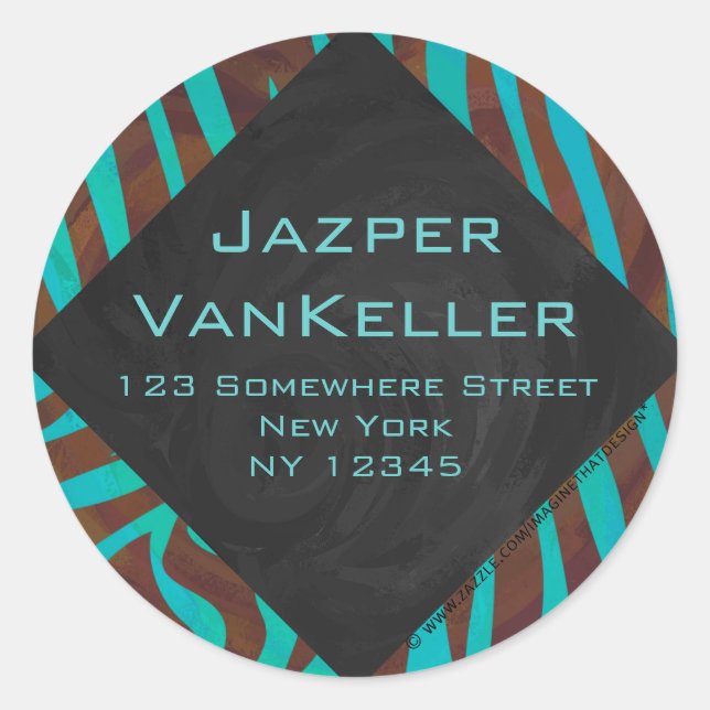 Adesivo Zebra Brown e Teal com Monograma (Frente)