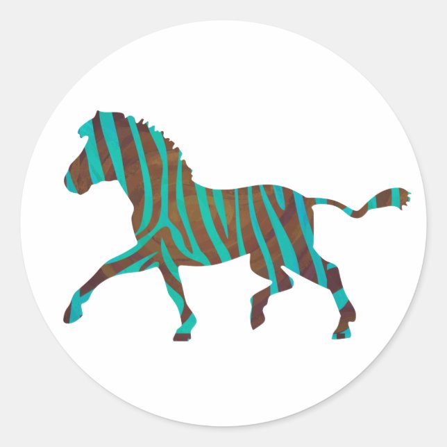 Adesivo Zebra Brown e Teal Impressão Silhouette (Frente)