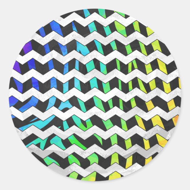 Adesivo Zebra Chevron Black e Rainbow Impressão (Frente)