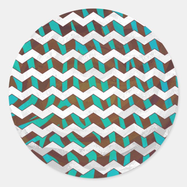 Adesivo Zebra Chevron Brown e Teal Impressão (Frente)