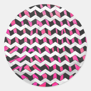 Adesivo Zebra Chevron Preto e Rosa Quente