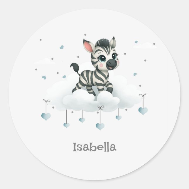 Adesivo Zebra de desenho animado simples e fofo (Frente)