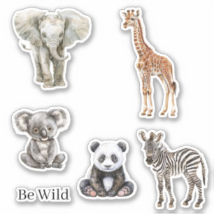 Adesivo Zebra Elefante Coala Girafa Safari Panda Animais