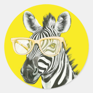 Adesivo Zebra Engraçada com Óculos Amarelos | Fofa