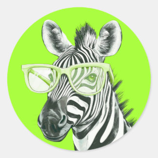 Adesivo Zebra Engraçada com Óculos Verdes | Fofo