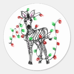 Adesivo Zebra Feriada, tartã vermelha, luzes cintilantes