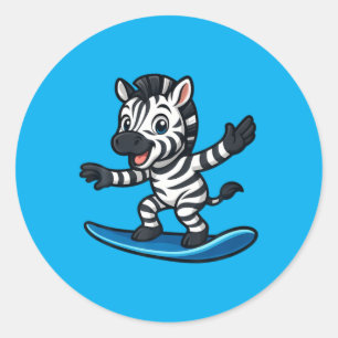 Adesivo Zebra Fofo de Surf Animal Divertido Praia Vibraçõe