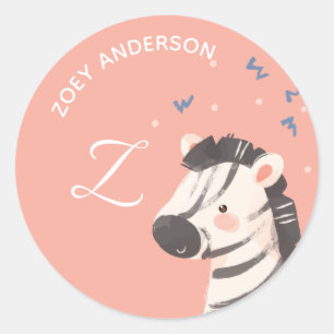 Adesivo Zebra • Monograma de Alfabeto Fofo Dia de Escola C