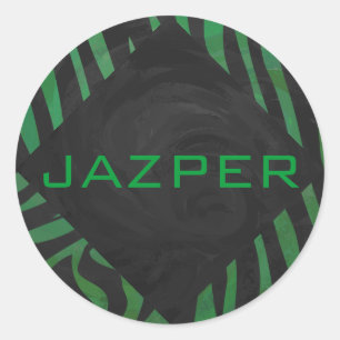 Adesivo Zebra Monograma Impressão preto e verde