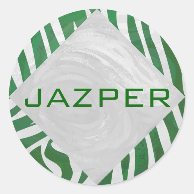 Adesivo Zebra Monograma Impressão verde e branco (Frente)