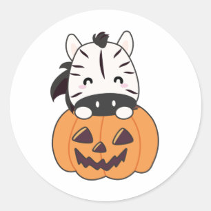 Adesivo Zebra no Pumpkin Cute Zebras Feliz Dia das Bruxas