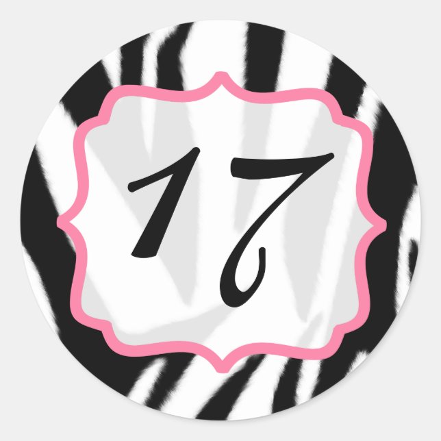 Adesivo Zebra Print and Pink Birthday Sticker (Frente)