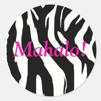 Adesivo Zebra Print Round Mahalo Stickers - Obrigado