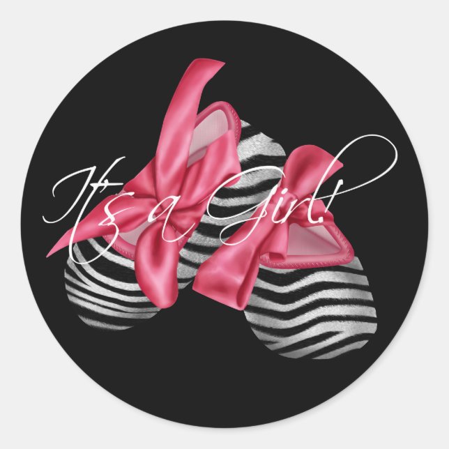 Adesivo Zebra Rosa Elegante É uma Menina (Frente)