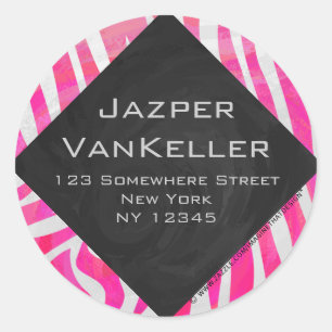 Adesivo Zebra rosa-quente e branca com monograma