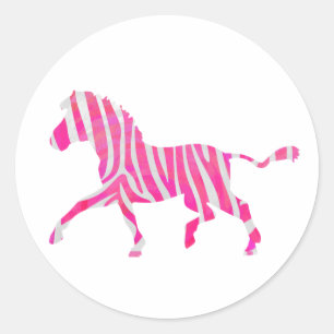 Adesivo Zebra, rosa-quente e branco, silhueta