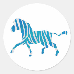 Adesivo Zebra Silhouette Azul e Branco