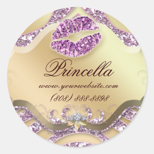 Adesivo Zebra Sticker Jewelry Sparkle Rosa Dourado (Frente)