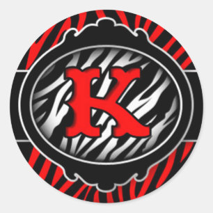 Adesivo zebra vermelha malvada letra inicial K