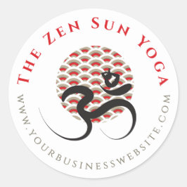 Adesivo Zen Asian Red Sun Yoga Moderna Caligrafia Om Aum