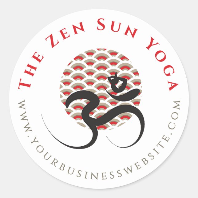 Adesivo Zen Asian Red Sun Yoga Moderna Caligrafia Om Aum (Frente)