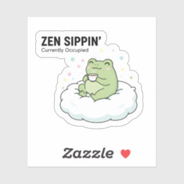 Adesivo Zen Frog Tea Sticker – Chill Cute Cloud Animal