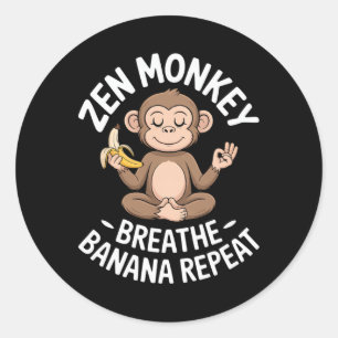 Adesivo Zen Macaco Respirar Nana Repetir Engraçado Yoga Me
