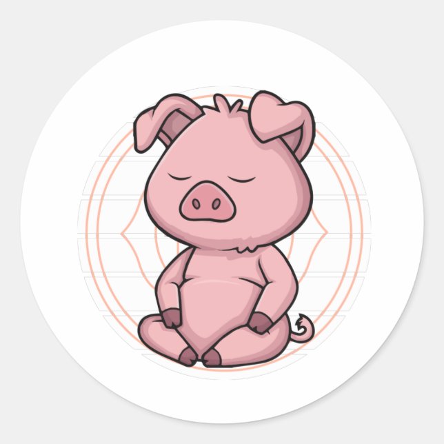 Adesivo Zen Yoga Mindthing Meditation Pig (Frente)