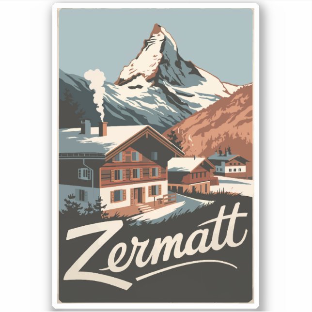 Adesivo Zermatt Suiça Art Vintage (Frente)