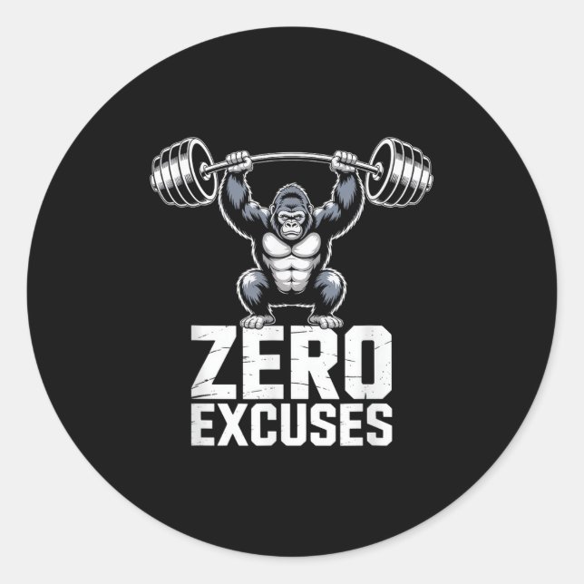 Adesivo Zero Excuses Gorilla Gym Motivational Workout  (Frente)