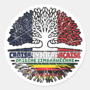 Adesivo Zimbábue, França, França, Árvore Bandeira