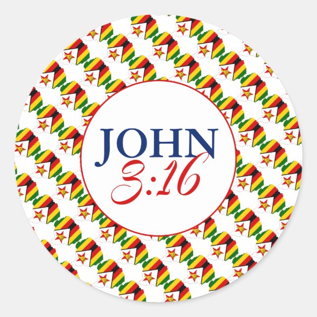 Adesivo ZIMBABWE Deus Tão Amado O Mundo John 3:16 (Frente)