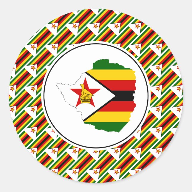 Adesivo ZIMBABWE FLAG Zimbábue Mapa Na moda Patriótico (Frente)