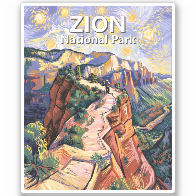 Adesivo Zion Angels Landing Hiking Trail Colorful Van Gogh (Frente)