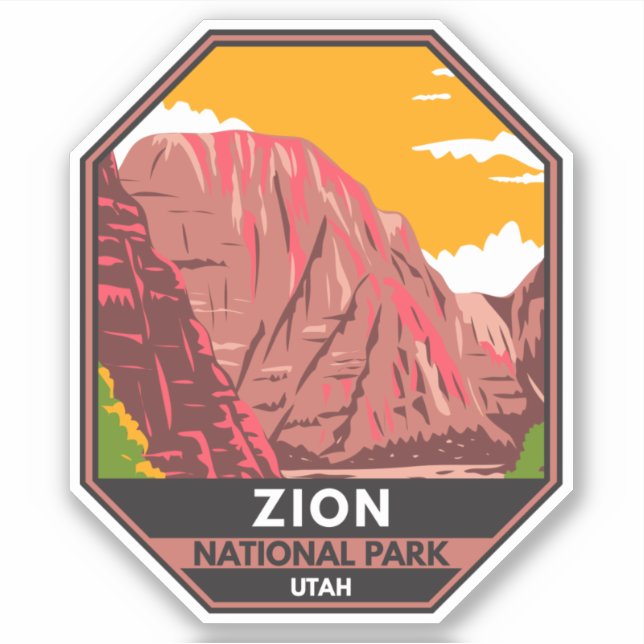 Adesivo Zion National Park Utah Vintage (Frente)