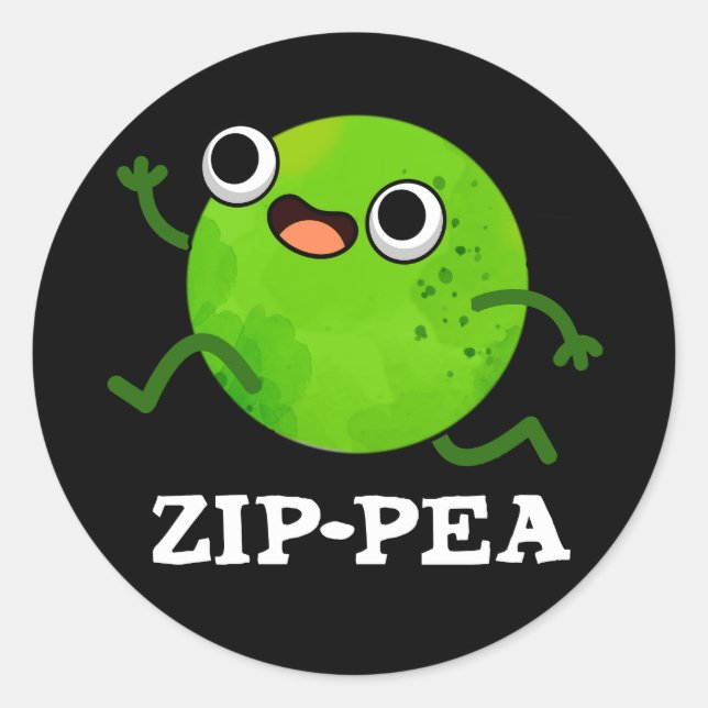 Adesivo Zip-pea Engraçado Zippy Pea Pun Dark BG (Frente)