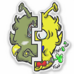 Adesivo Zippy Trippy Alienígena Dazs 2 Rostos Yello/Gre