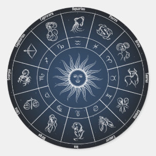 Adesivo Zodiac circle with horoscope signs