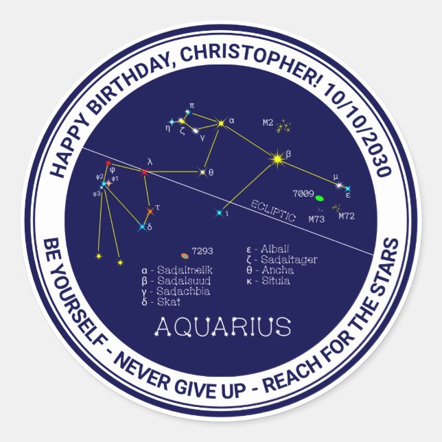 Adesivo Zodiac Constelação Aquarius (Frente)