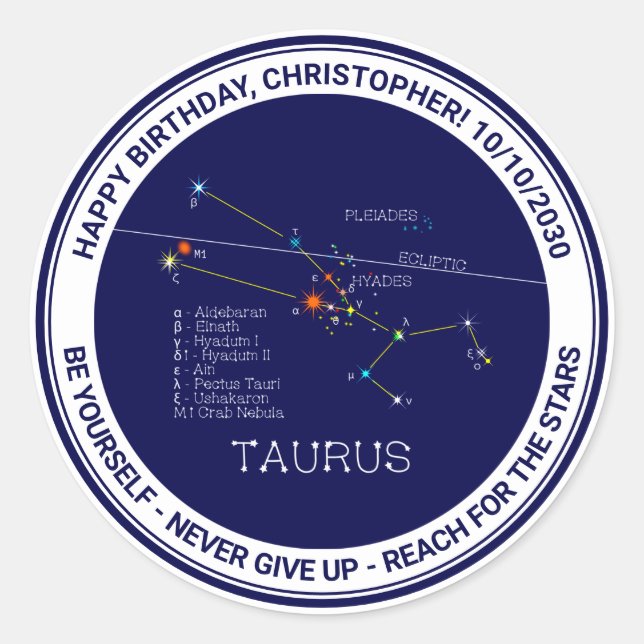 Adesivo Zodiac Constelação Taurus (Frente)