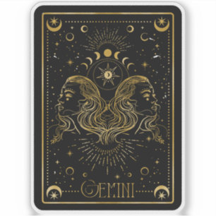 Adesivo Zodiac Gemini Astrologic Black & Dourado Sticker