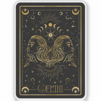 Adesivo Zodiac Gemini Astrologic Black & Dourado Sticker