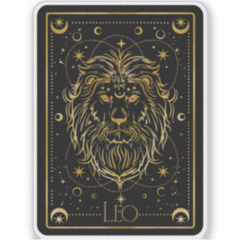Adesivo Zodiac Leo Black & Dourado Astrologic Sticker