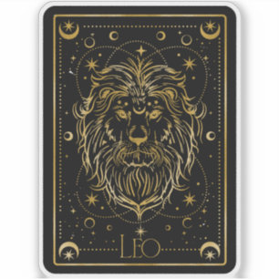 Adesivo Zodiac Leo Black & Dourado Astrologic Sticker