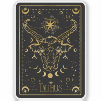 Adesivo Zodiac Taurus Astrologic Black & Dourado Sticker