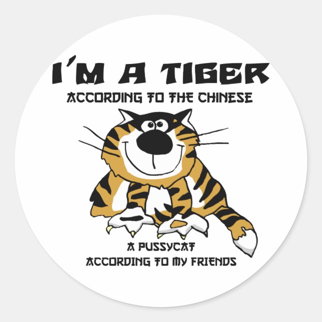 Adesivo Zodiac Tiger Gift Chinês Engraçado (Frente)