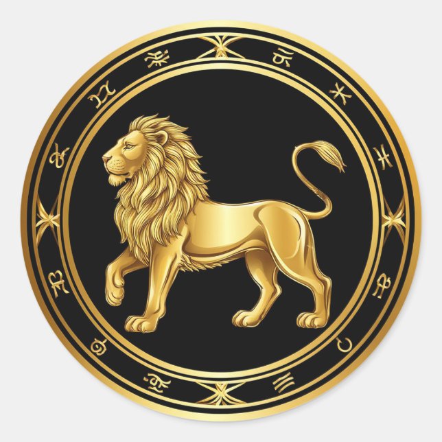 Adesivo ✨ Zodíaco Dourado Leão Arte de Presente de Luxo ♌ (Frente)