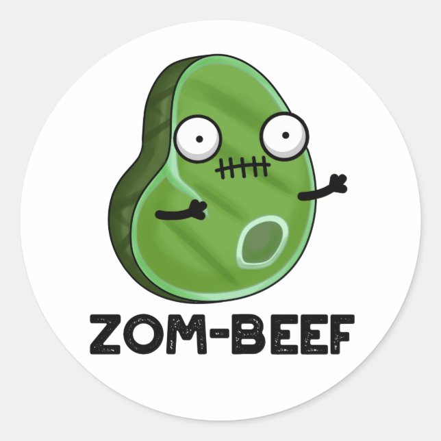 Adesivo Zom-beef Dia de as Bruxas engraçado Zombie Carnes  (Frente)
