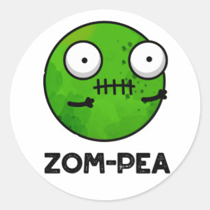 Adesivo Zom pea Cute Halloween Zombie Pea Pun
